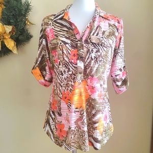 Cathy Daniel's Floral Collered Button Down
